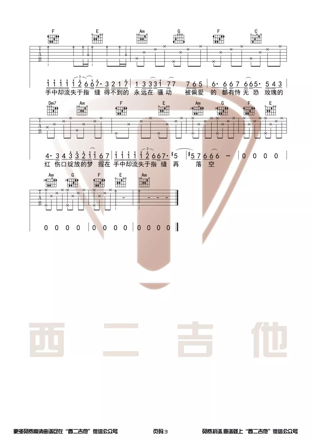 陈奕迅-《红玫瑰》吉他谱