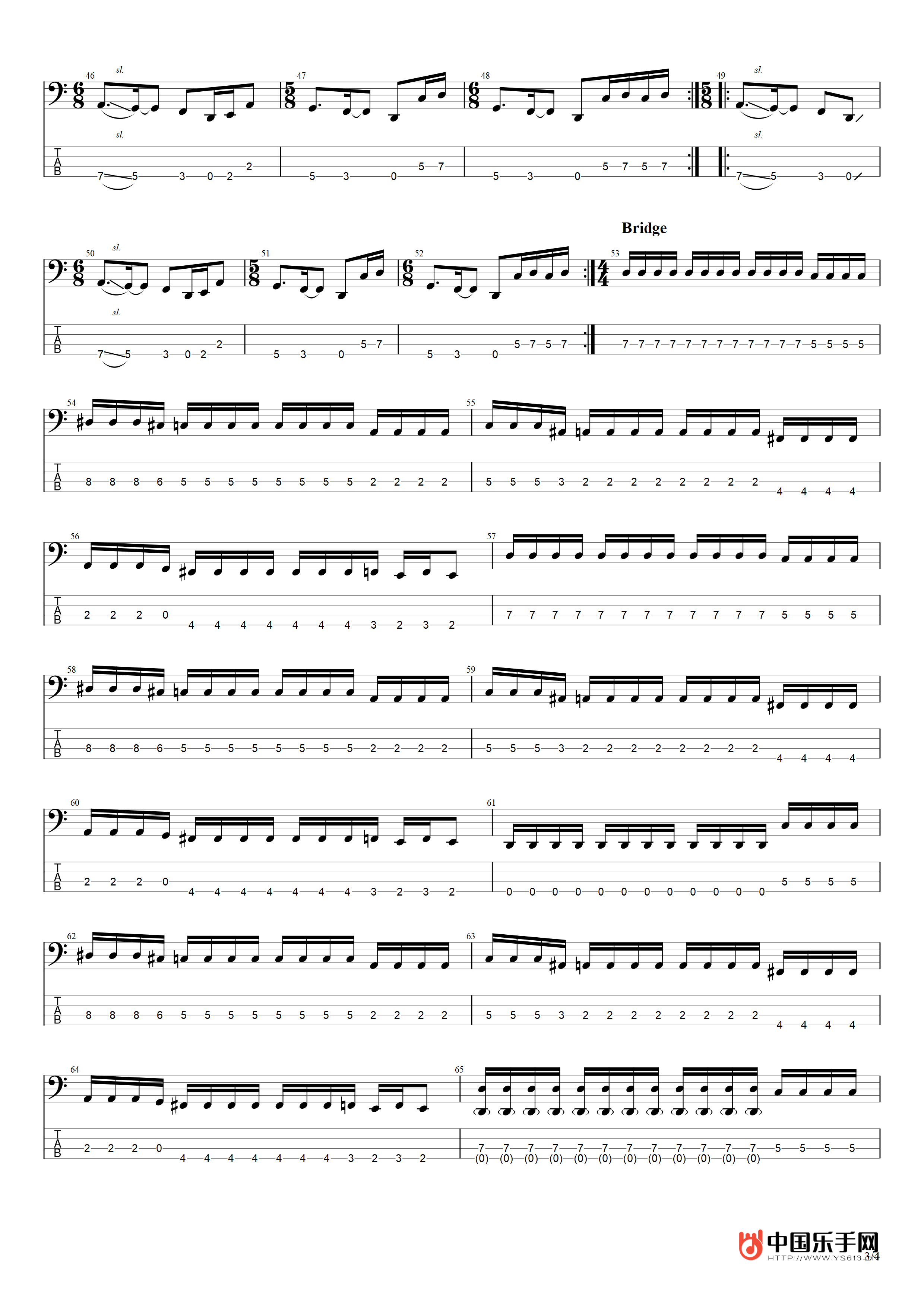 Mastodon乐队-Blood and Thunder贝斯谱(BASS)