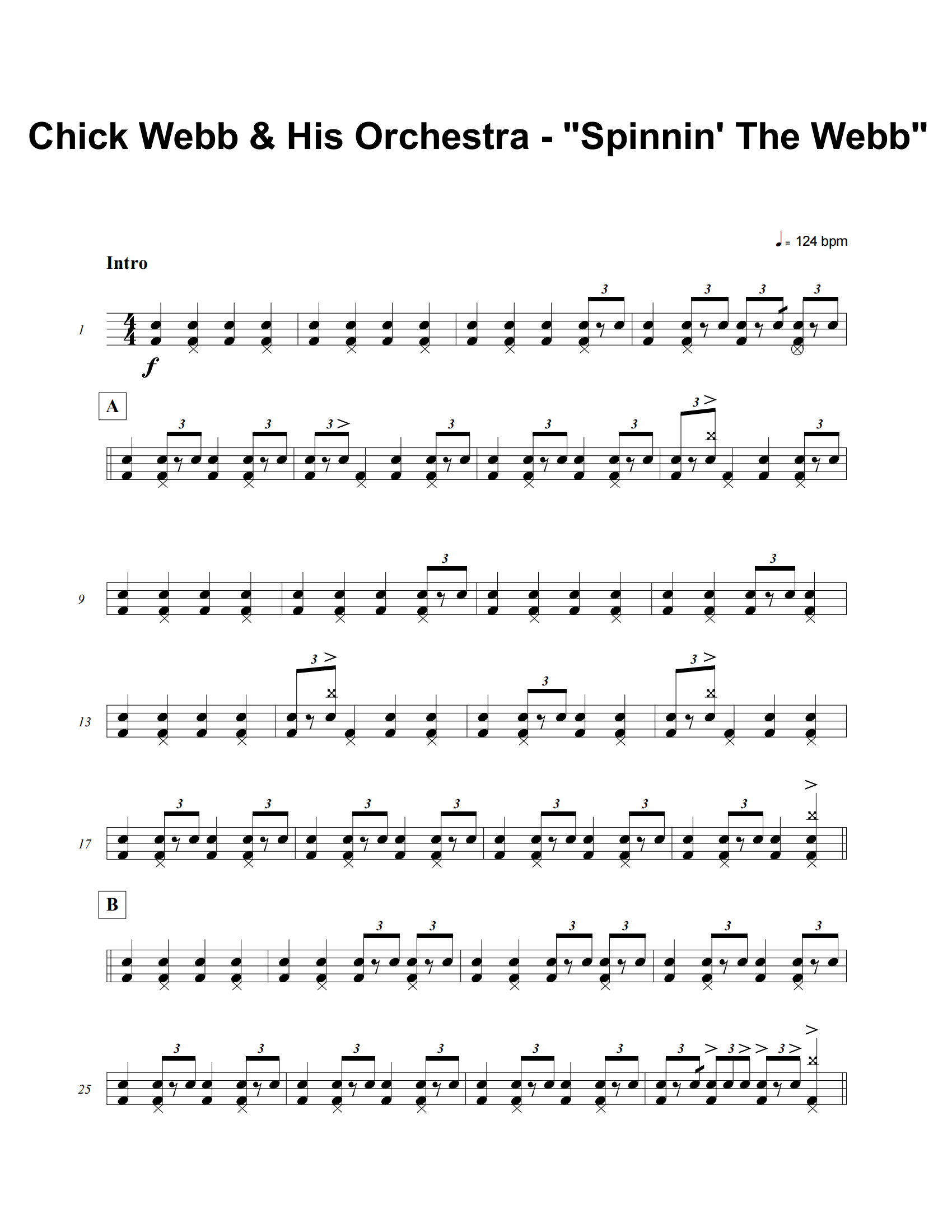 Spinnin' The Webb鼓谱 Chick Webb And His Orchestra《Spinnin' Th