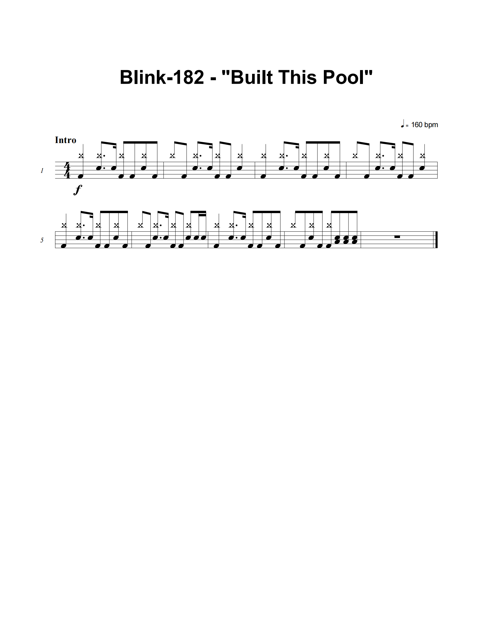 Built This Pool鼓谱 Blink-182《Built This Pool》架子鼓|爵士鼓|鼓谱