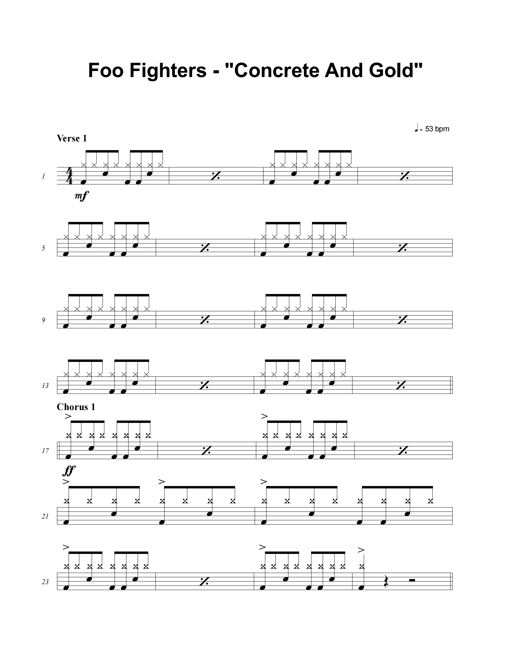Concrete And Gold鼓谱 Foo Fighters《Concrete And Gold》架子鼓|爵士鼓|鼓