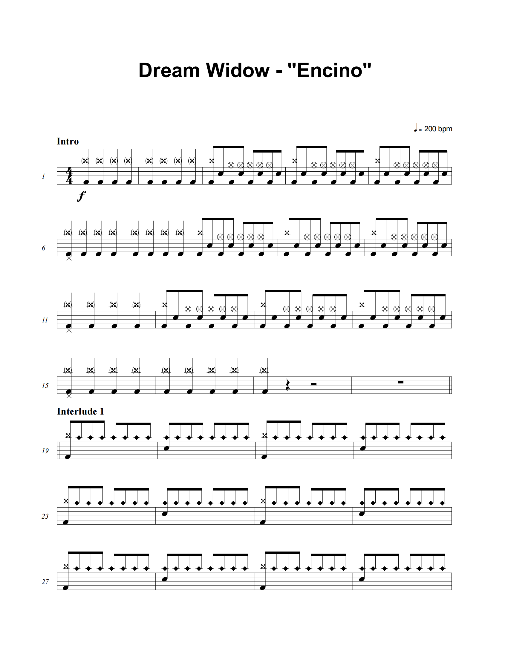 Encino鼓谱 Foo Fighters《Encino》架子鼓|爵士鼓|鼓谱