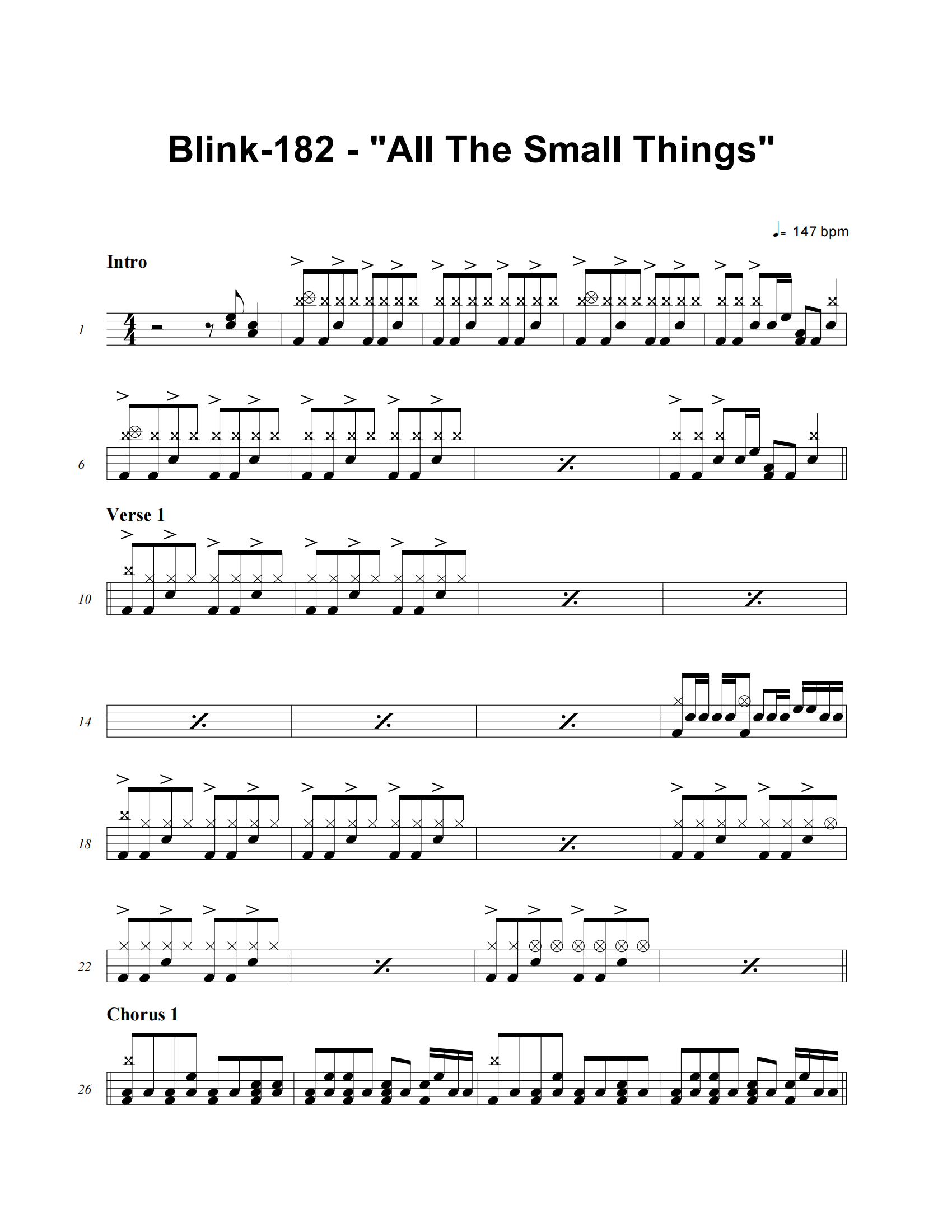 All the Small Things鼓谱 Blink-182《All the Small Things》架子鼓|爵士