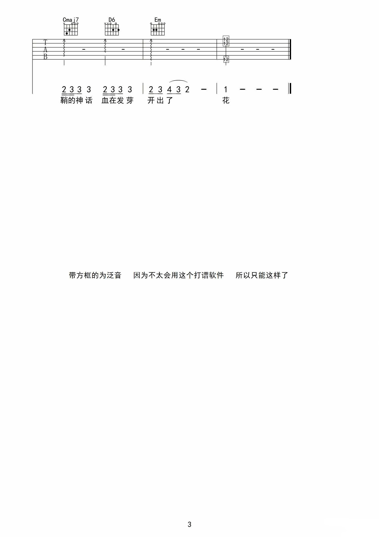 剑伤吉他谱 六线谱 李易峰