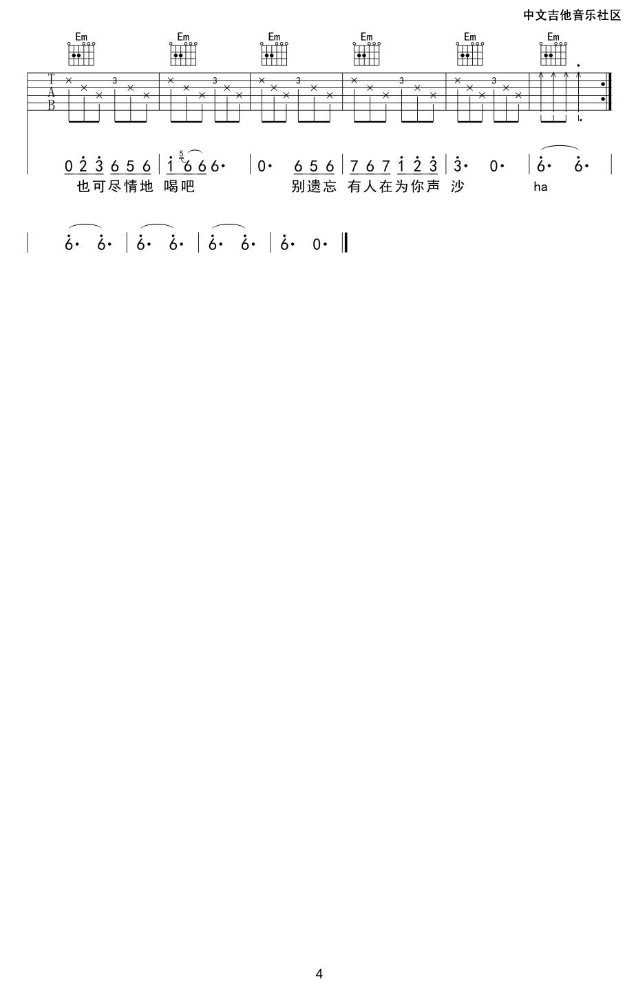 浮夸吉他谱 六线谱G调6/8拍节奏_陈奕迅
