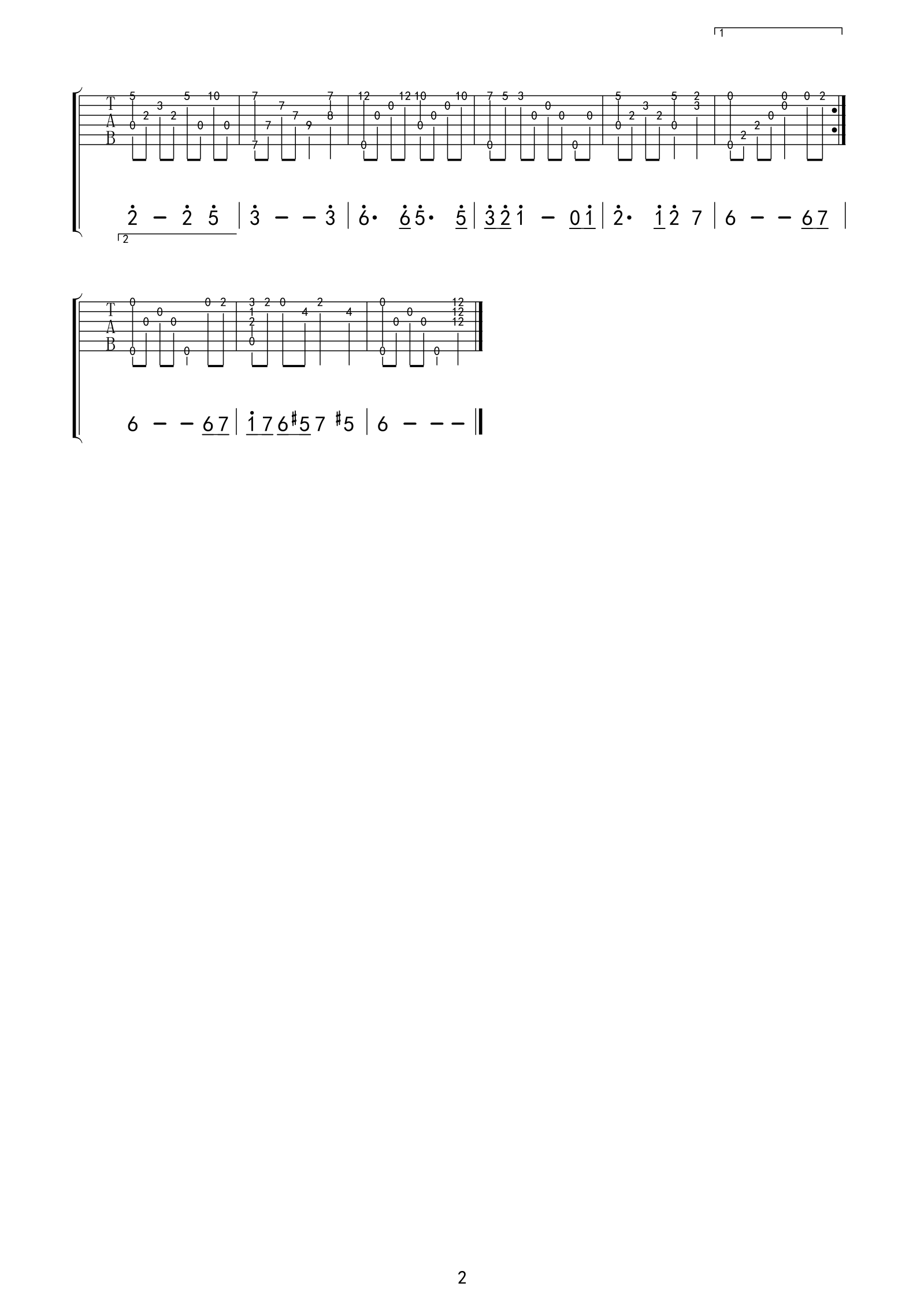 《天空之城》吉他六线谱指弹独奏曲G调
