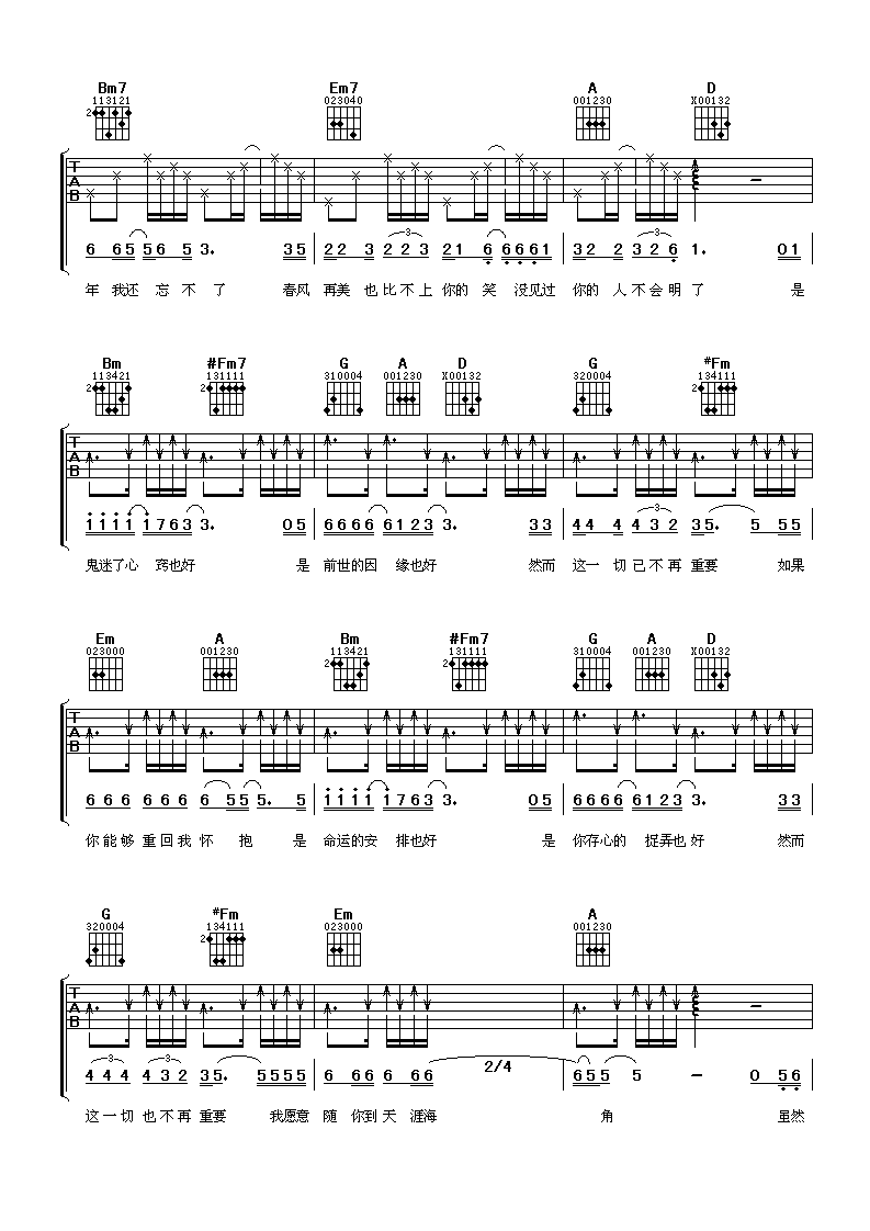 《鬼迷心窍》吉他谱六线谱D调_李宗盛