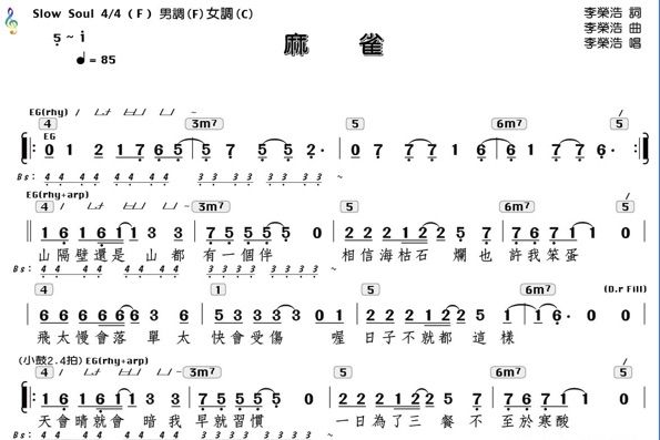 麻雀简谱