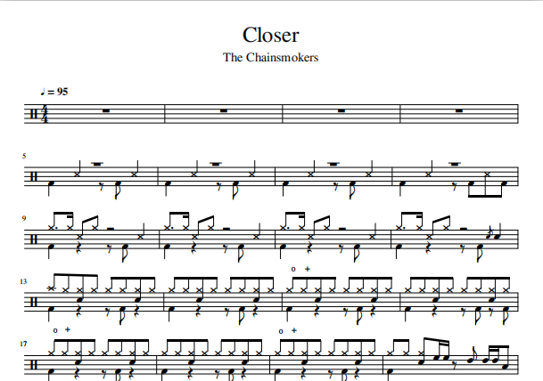 Closer鼓谱 The Chainsmokers/Halsey-Closer鼓谱