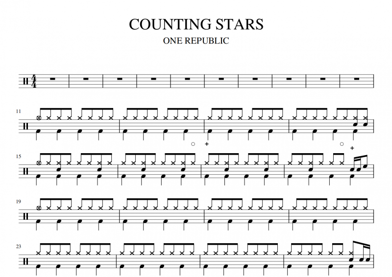 ONE REPUBLIC《COUNTING STARS》架子鼓谱
