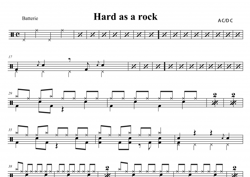 AC / DC -Hard as a rock架子鼓谱