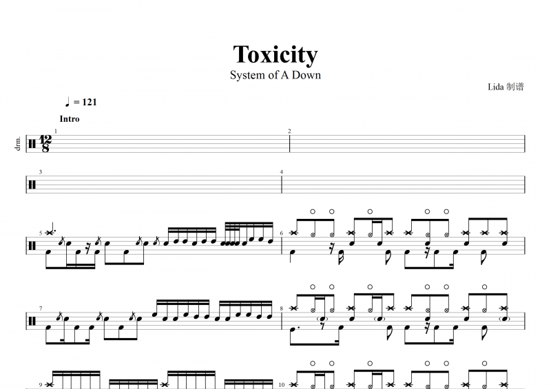 Toxicity鼓谱 System of A Down-Toxicity架子鼓谱