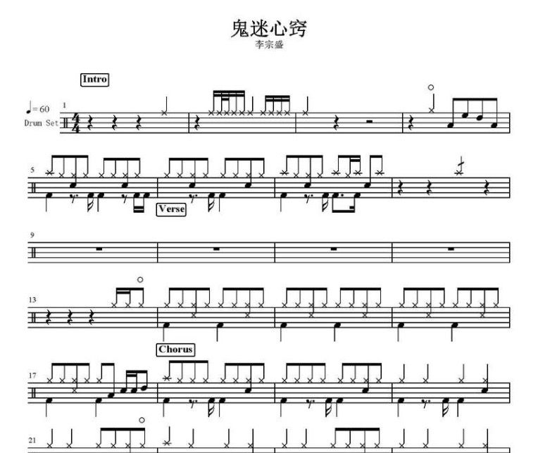 鬼迷心窍爵士鼓谱 李宗盛-鬼迷心窍架子鼓谱