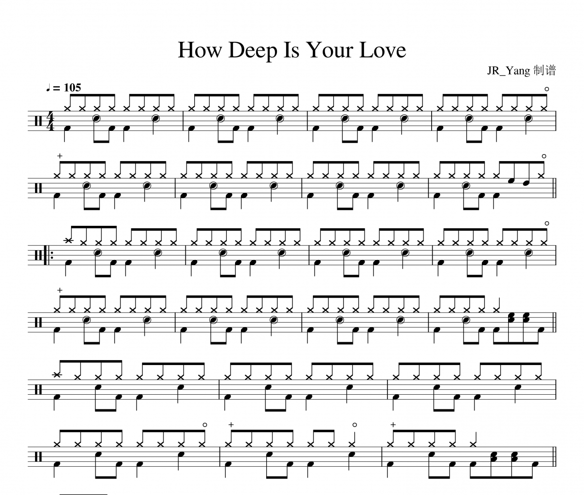 Bee Gees-How Deep Is Your Love架子鼓谱爵士鼓曲谱