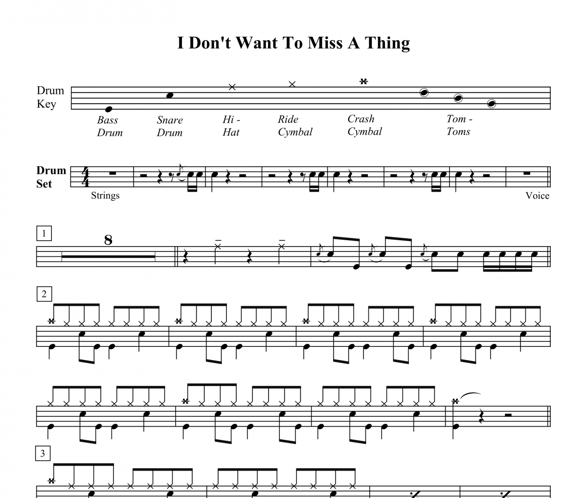 Aerosmith-I dont want to miss a thing架子鼓谱爵士鼓曲谱