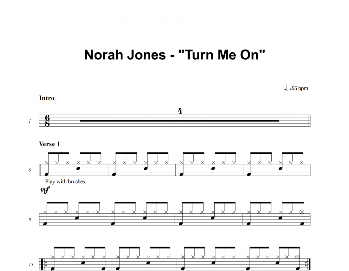 Turn Me On鼓谱 Norah Jones-Turn Me On架子鼓谱