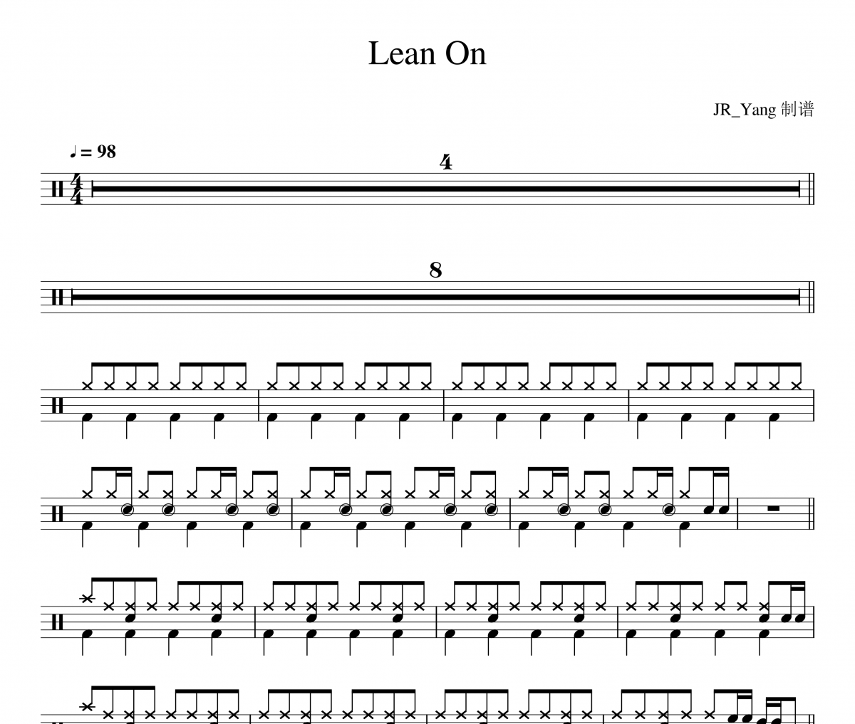 Major Lazer/MØ/Dj Snake-Lean On架子鼓谱爵士鼓曲谱