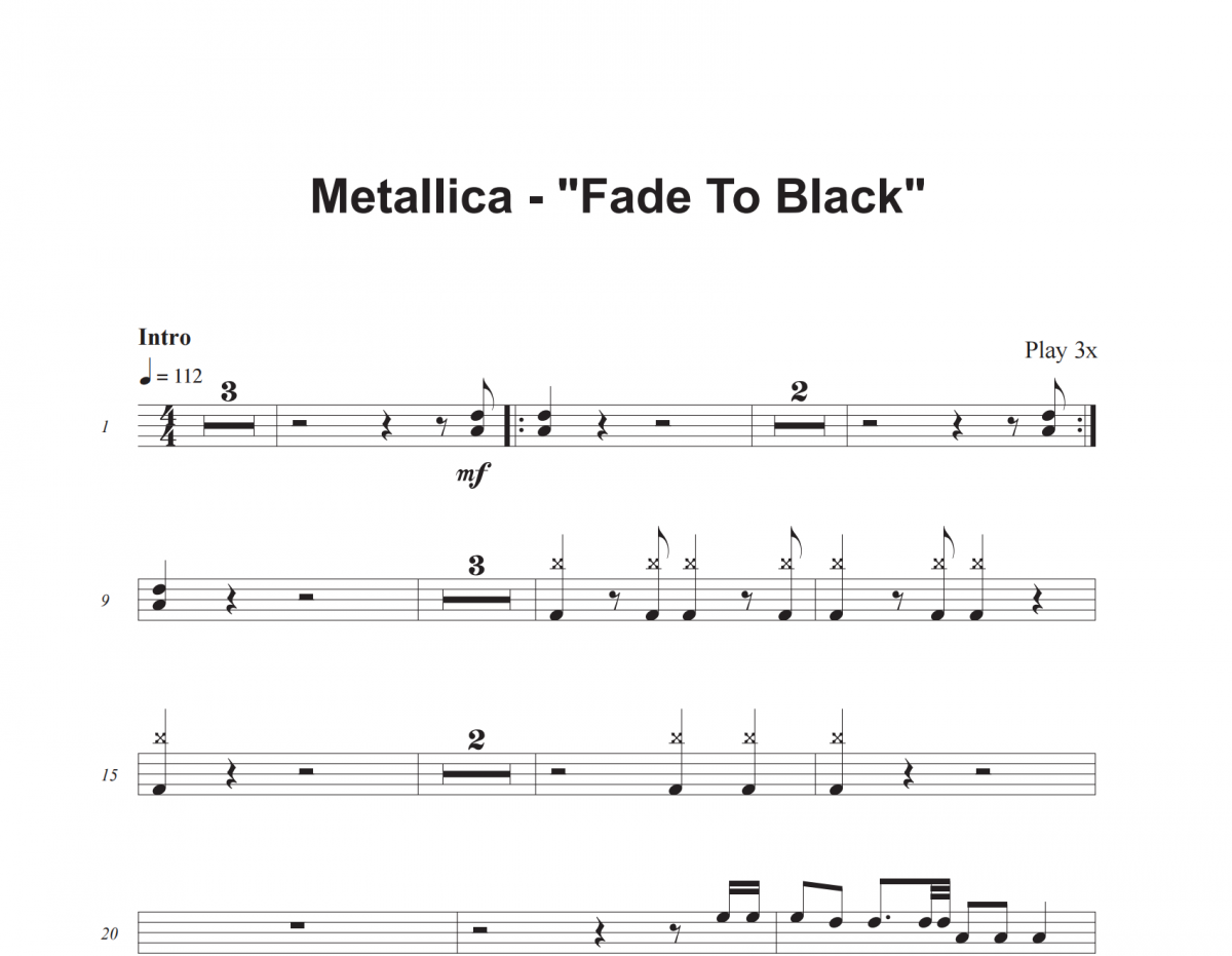 Fade To Black鼓谱 Metallica-Fade To Black爵士鼓谱