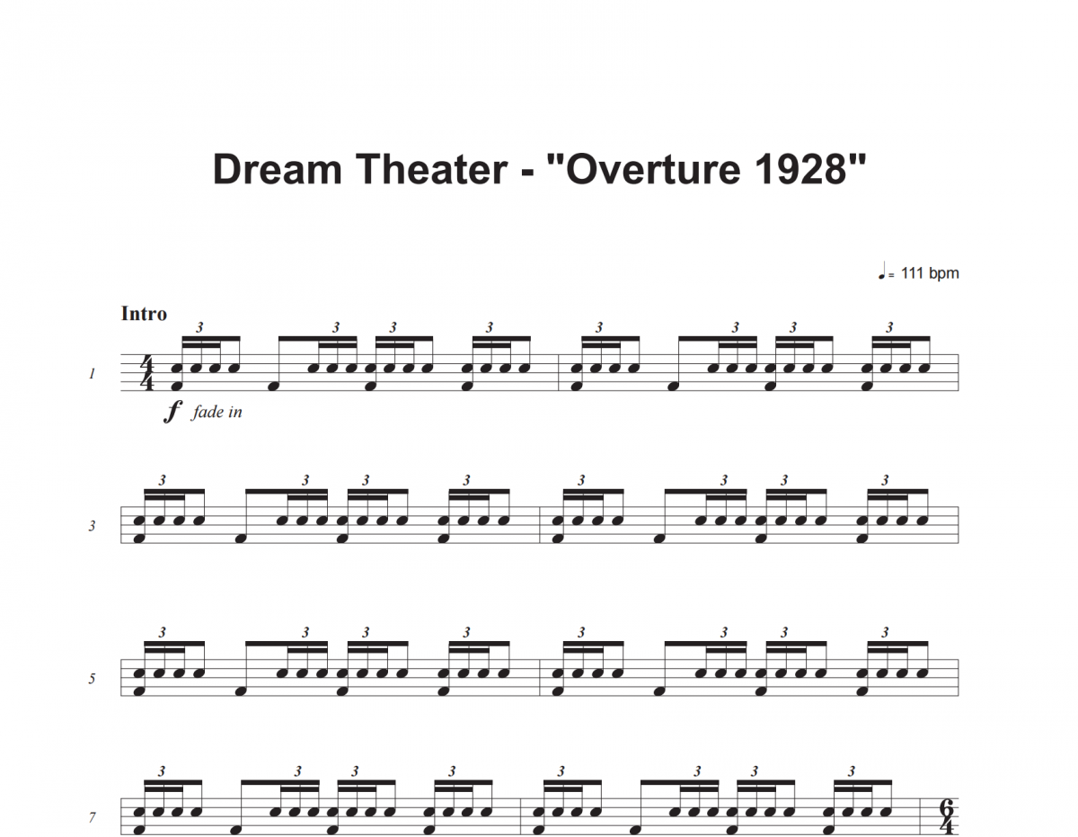 Overture 1928鼓谱 Dream Theater-Overture 1928架子谱