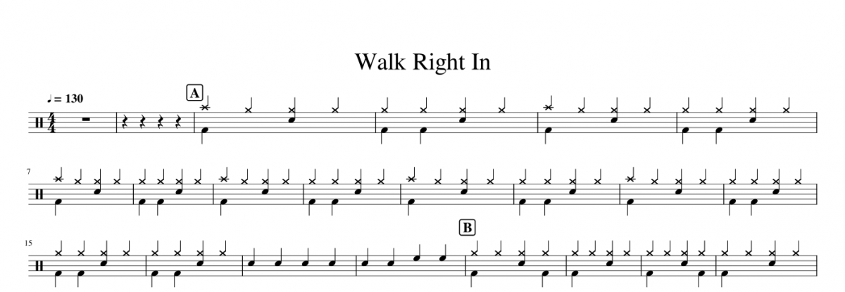 Marcelo Bach《Walk Right In》架子鼓|爵士鼓|鼓谱+动态鼓谱视频