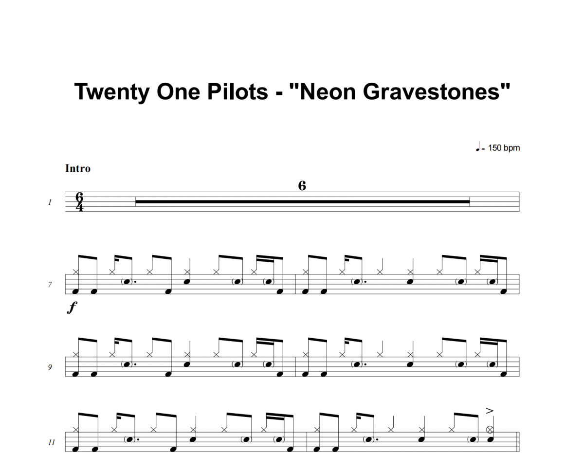 Neon Gravestones鼓谱 Twenty One Pilots-Neon Gravestones架子鼓|爵士鼓
