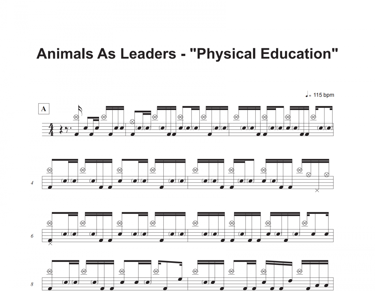 Physical Education鼓谱 Animals As Leaders-Physical Education架子