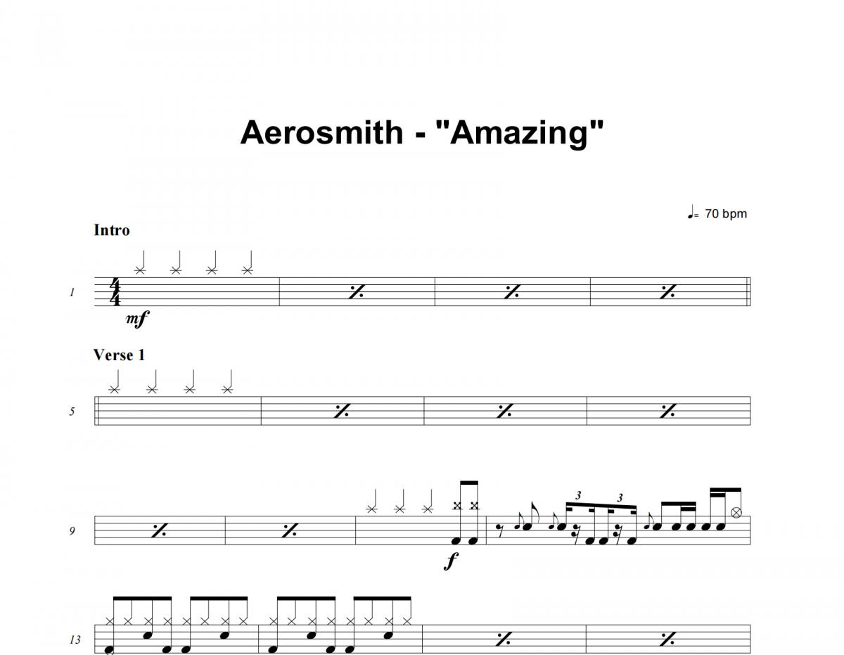 Amazing鼓谱 Aerosmith《Amazing》架子鼓|爵士鼓|鼓谱