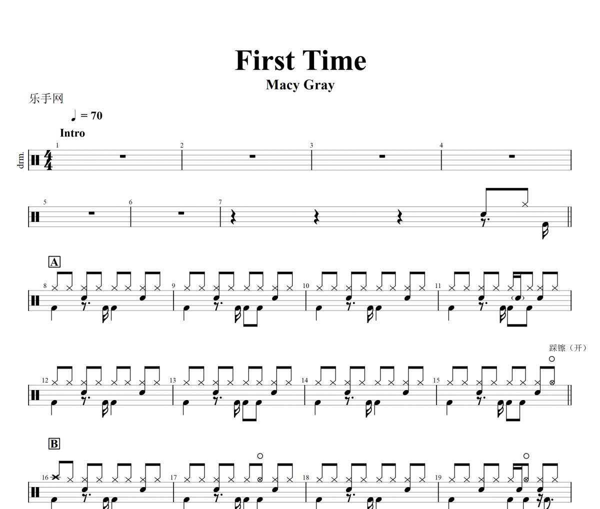 First Time鼓谱 Macy Gray《First Time》架子鼓|爵士鼓|鼓谱+动态视频