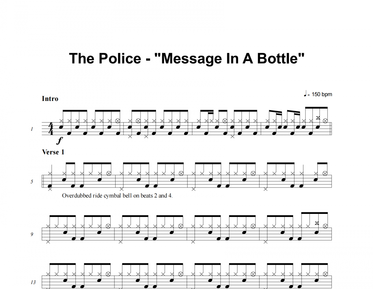 Message In A Bottle鼓谱 The Police《Message In A Bottle》架子鼓|爵士鼓