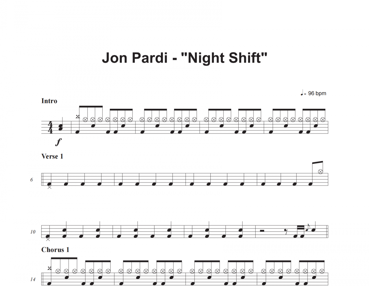 Night Shift鼓谱 Jon Pardi《Night Shift》架子鼓|爵士鼓|鼓谱