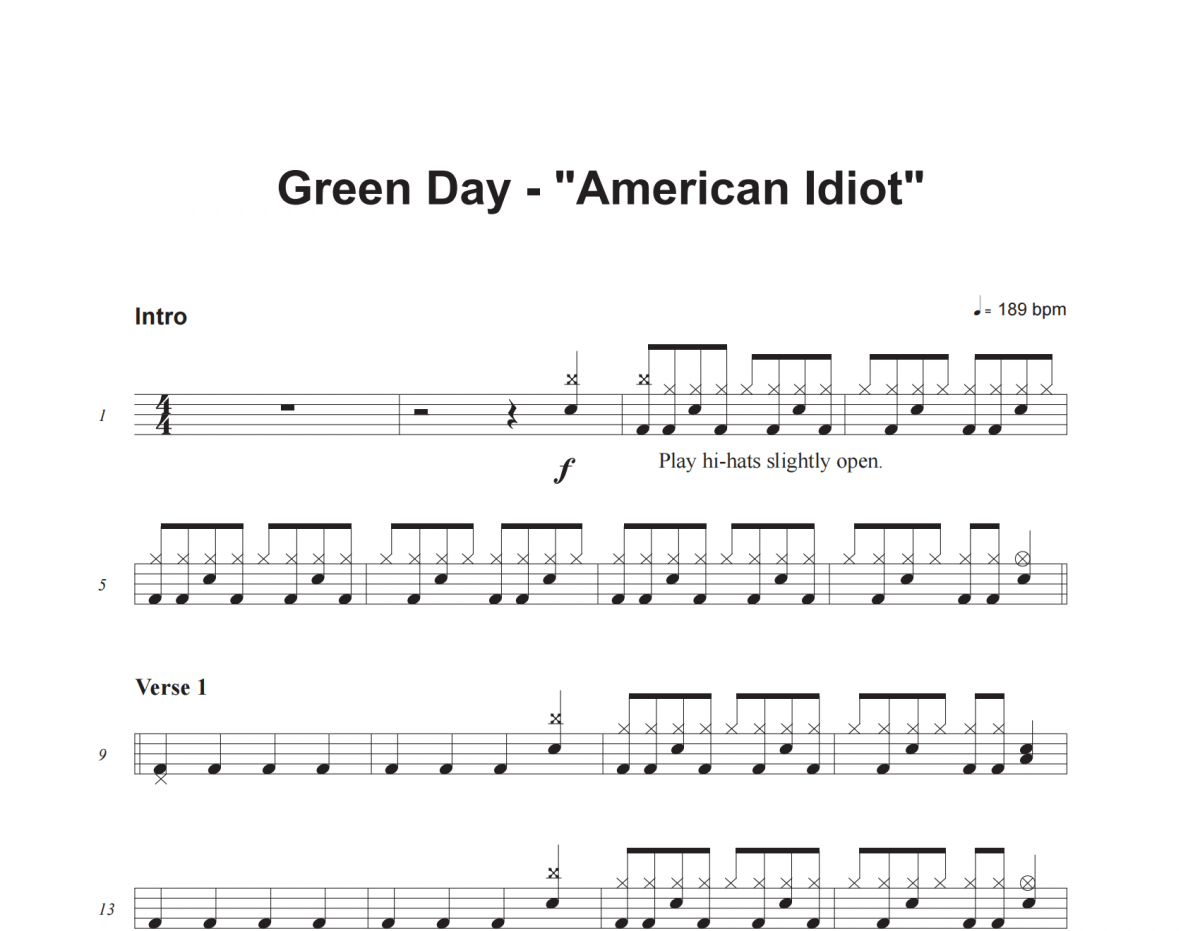 American Idiot鼓谱 Green Day《American Idiot》架子鼓|爵士鼓|鼓谱