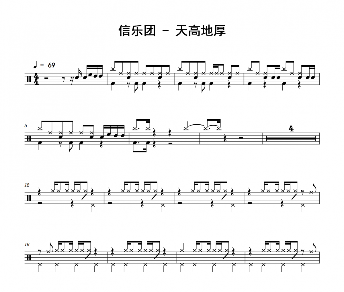 信乐团《天高地厚》架子鼓|爵士鼓|鼓谱 积极处世制谱