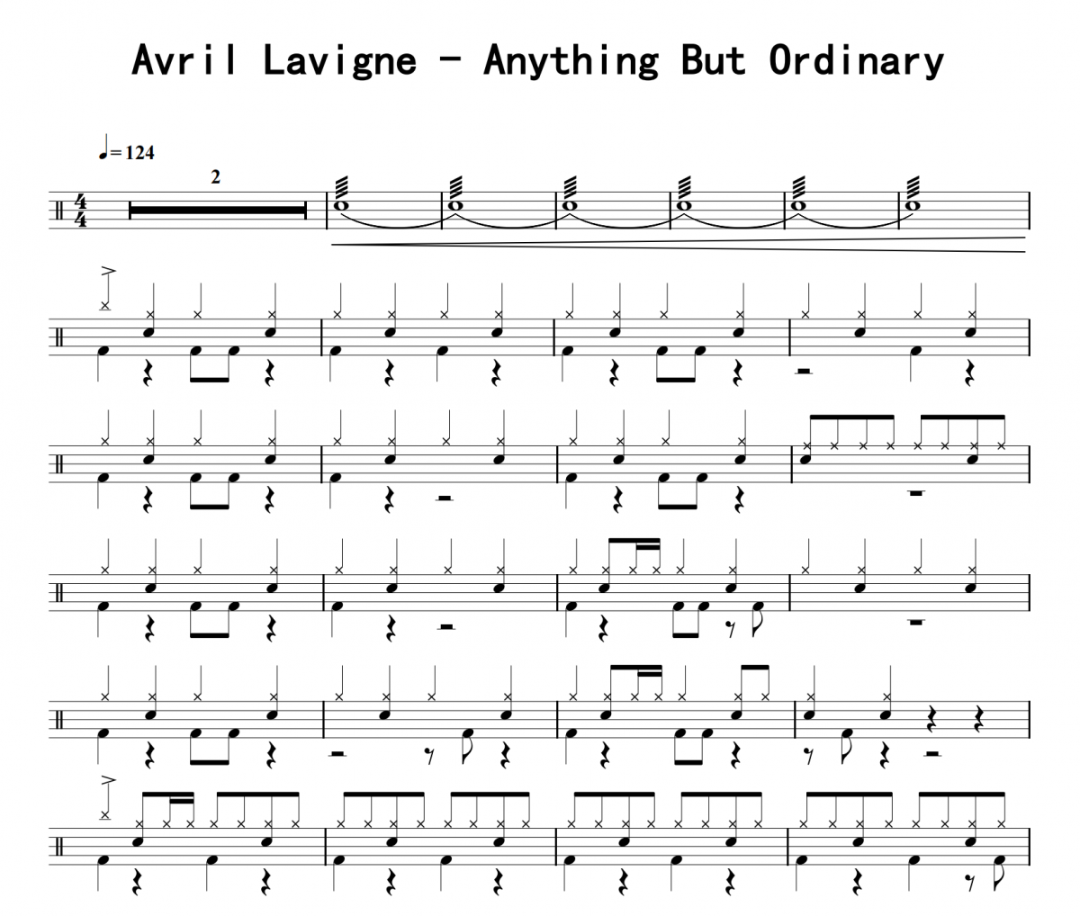Avril Lavigne《Anything But Ordinary》架子鼓|爵士鼓|鼓谱
