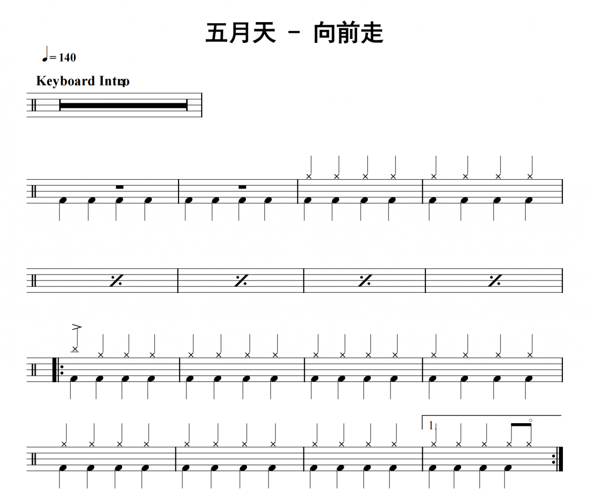 五月天《向前走》架子鼓|爵士鼓|鼓谱 32分音符制谱