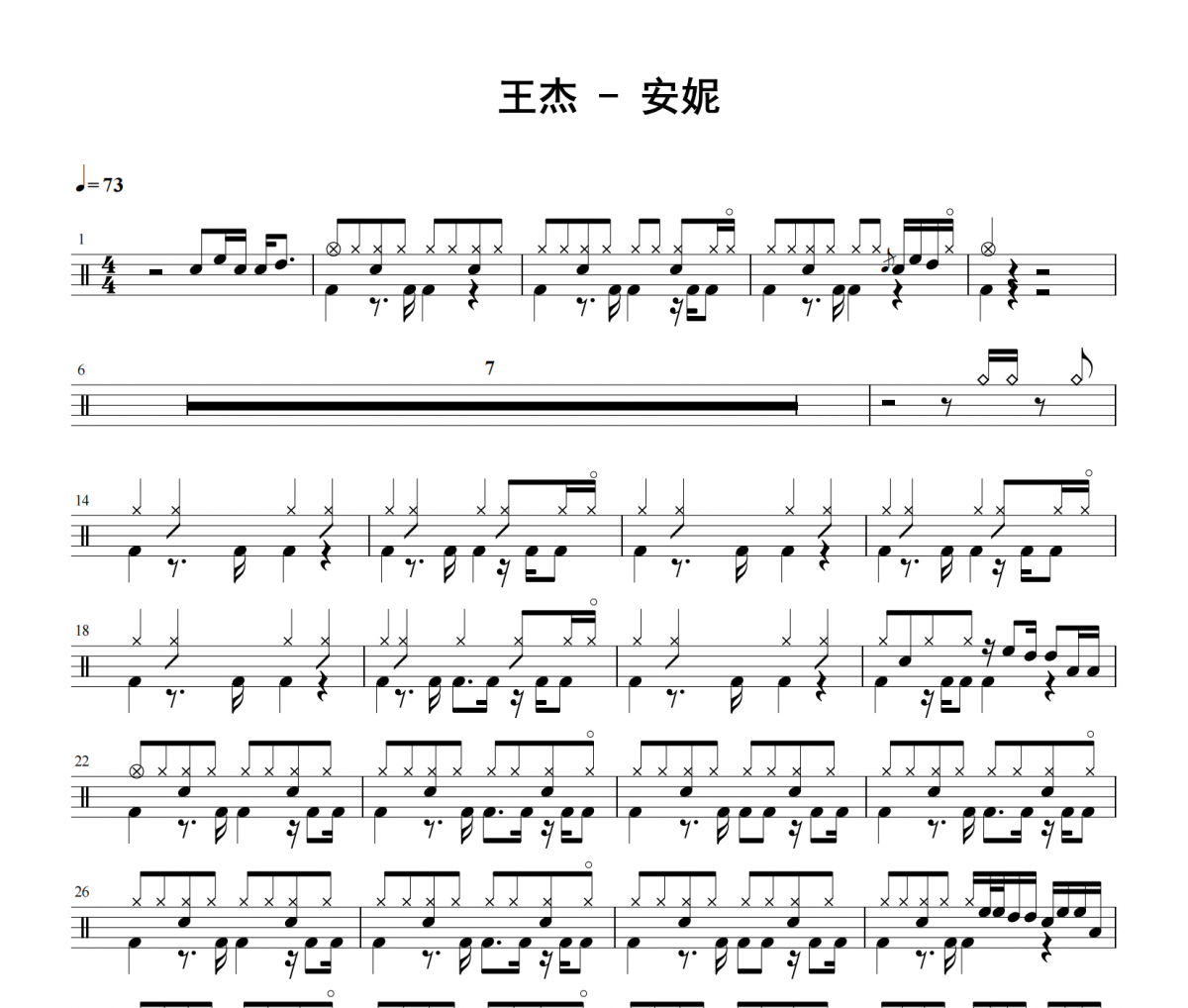 王杰《安妮》架子鼓|爵士鼓|鼓谱 举个例子发布