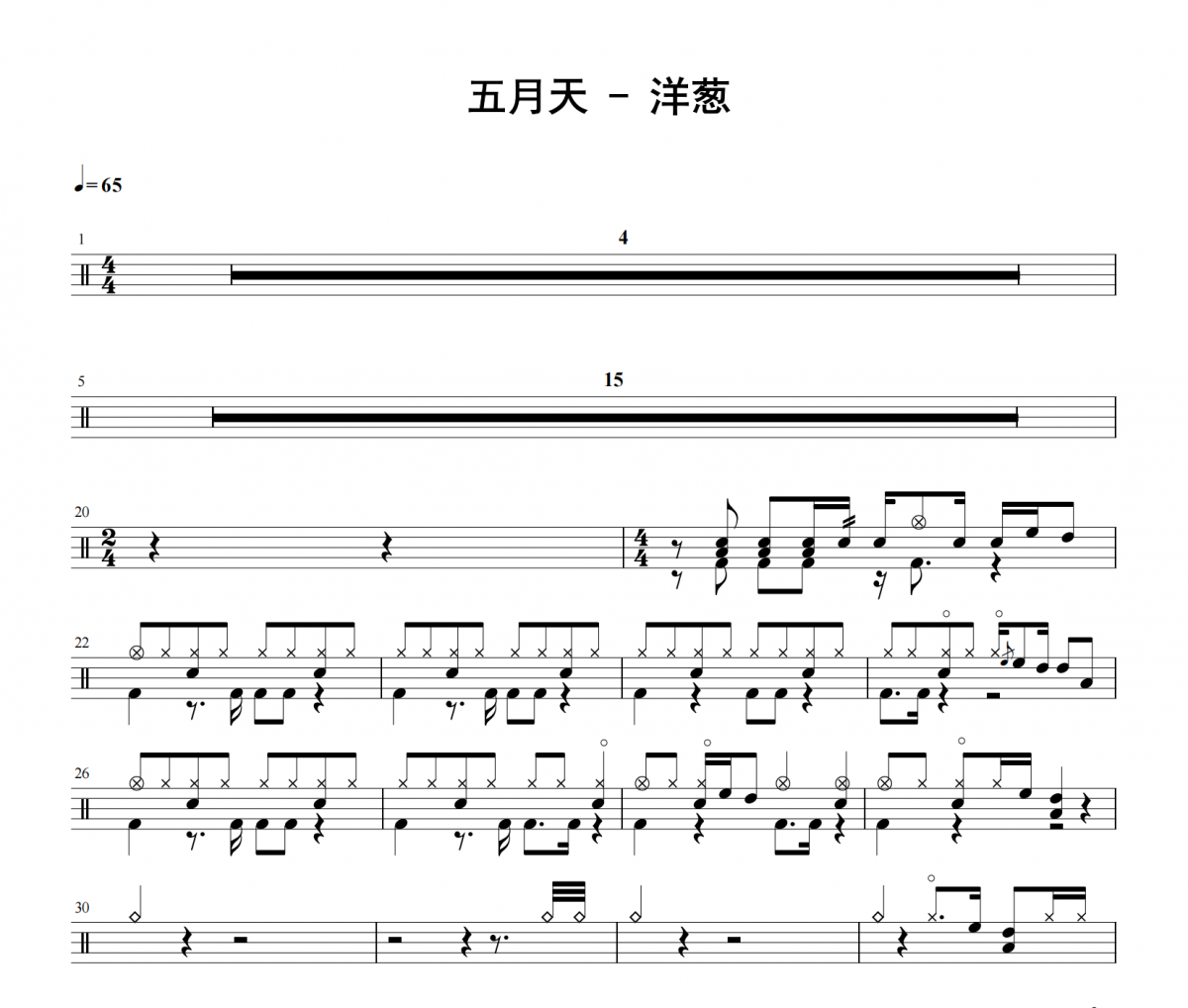 五月天《洋葱》架子鼓|爵士鼓|鼓谱 举个例子发布