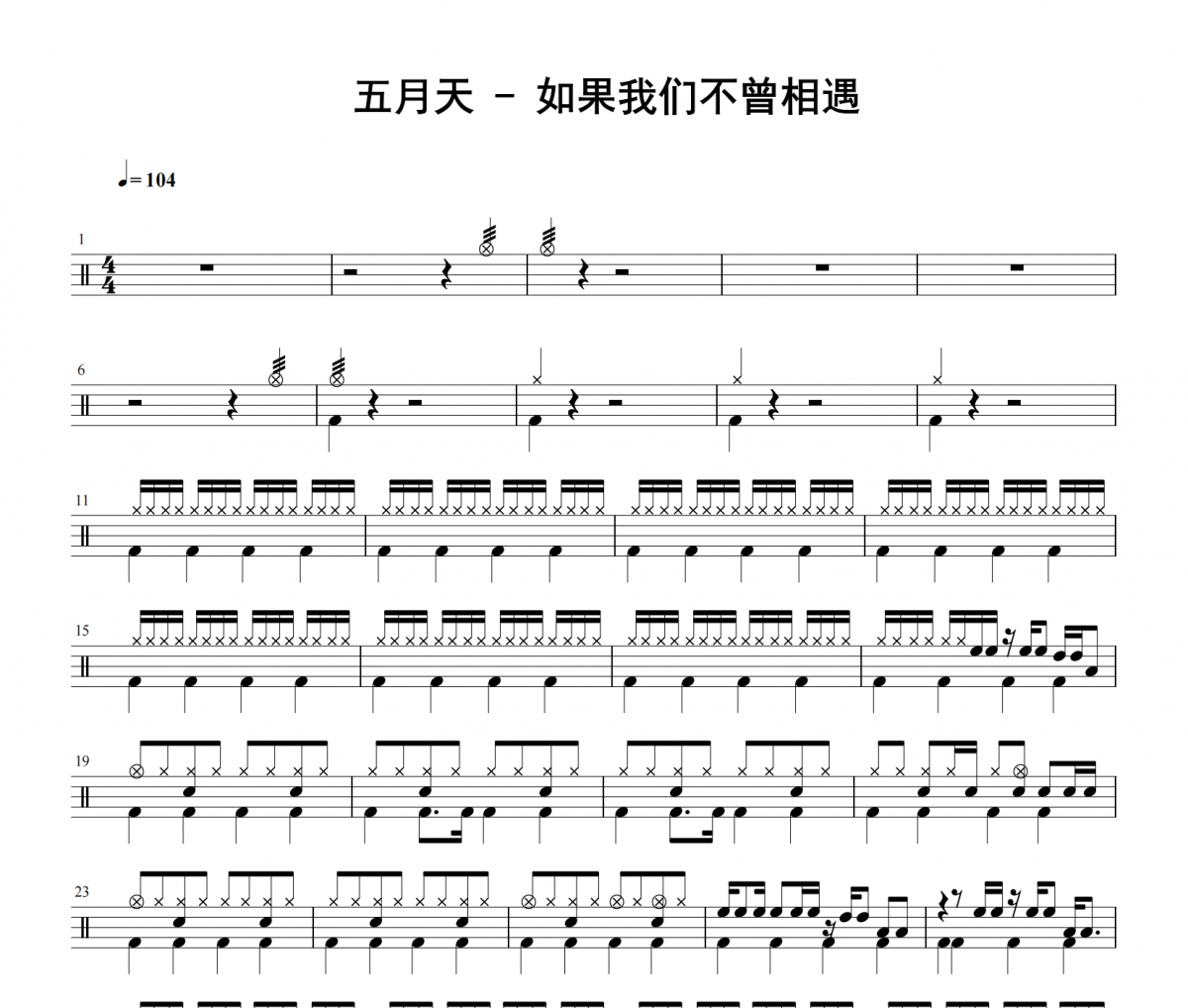五月天《如果我们不曾相遇》架子鼓|爵士鼓|鼓谱 老虎不说谎发布