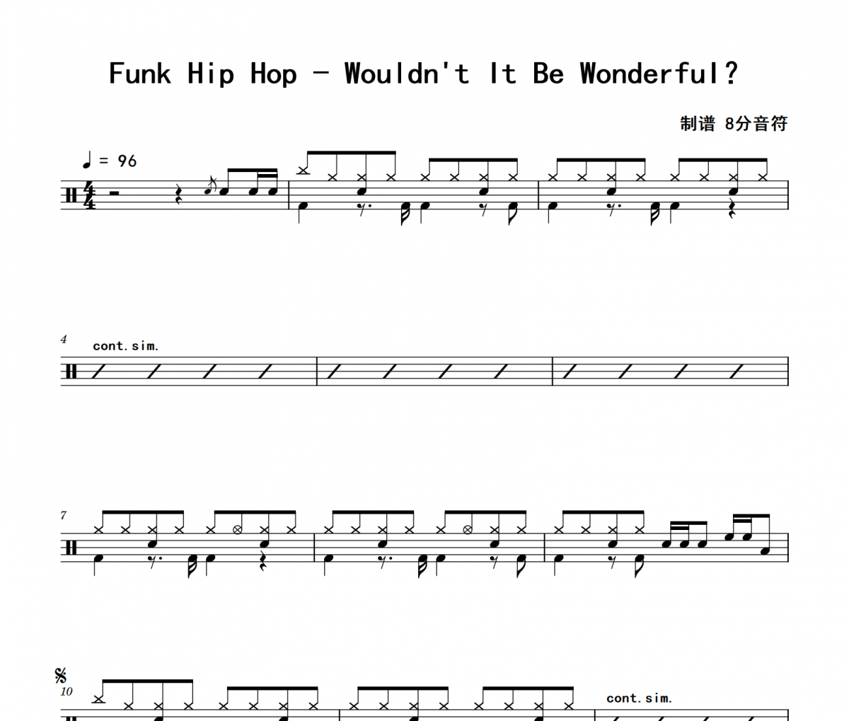 Wouldn’t It Be Wonderful鼓谱 Funk Hip Hop-Wouldn’t It Be Wonde