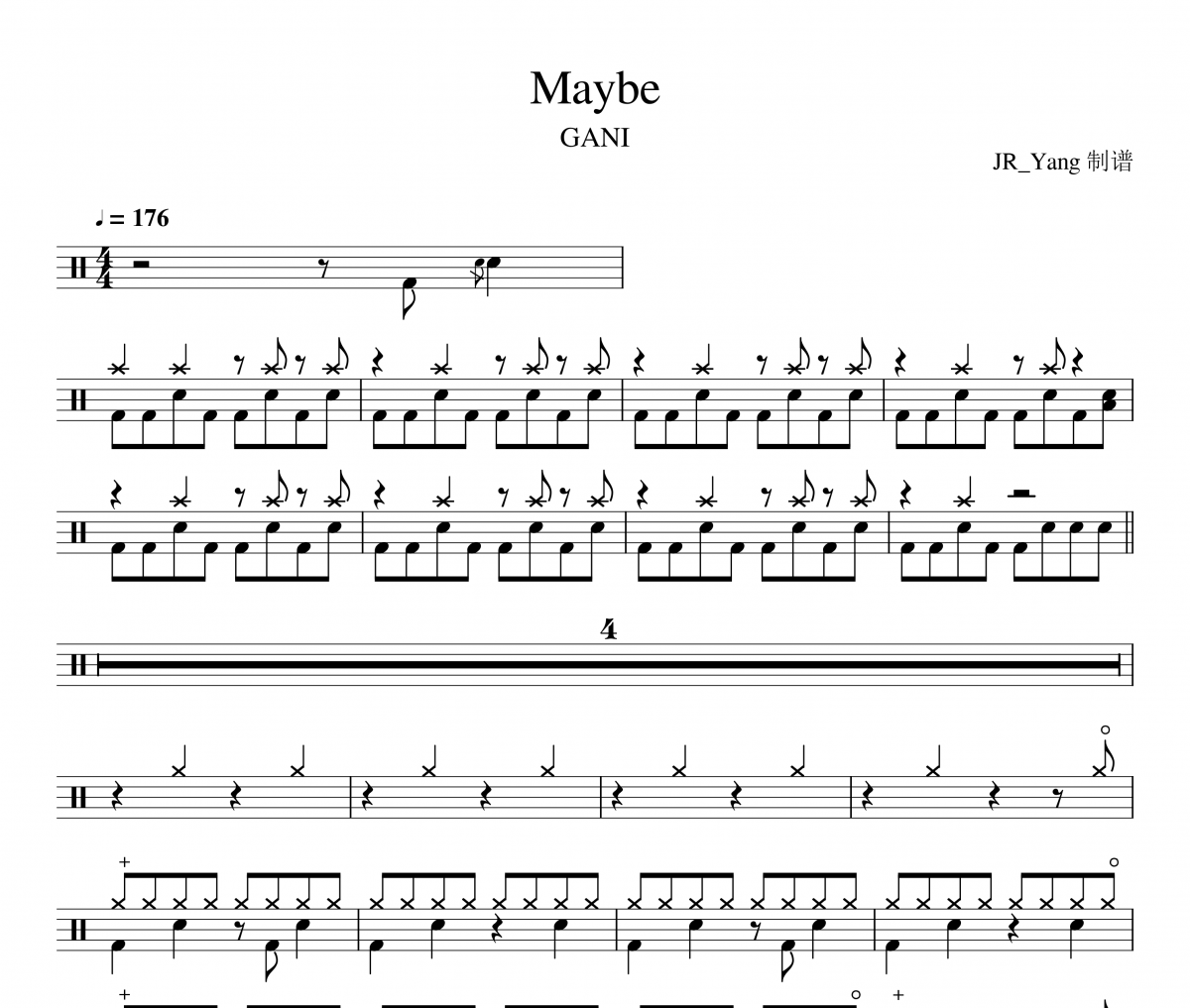 Machine Gun Kelly/Bring Me The《Maybe》(GANI演奏版本)架子鼓|爵士鼓|鼓谱