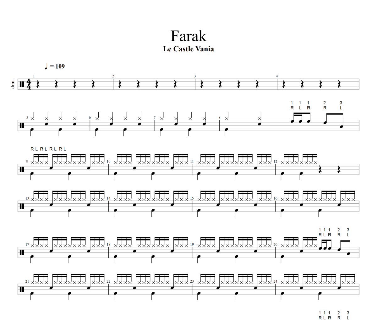 Freak鼓谱 Le Castle Vania《Freak》架子鼓|爵士鼓|鼓谱+动态视频