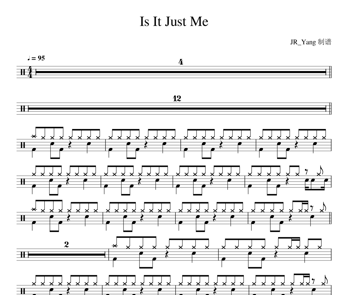 Is It Just Me鼓谱 Charlie Puth《Is It Just Me》架子鼓|爵士鼓|鼓谱
