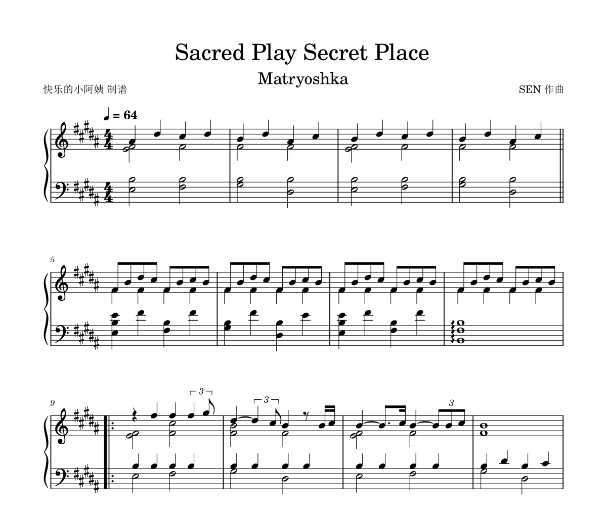 Sacred Play Secret Place钢琴谱 Matryoshka-Sacred Play Secret Pl