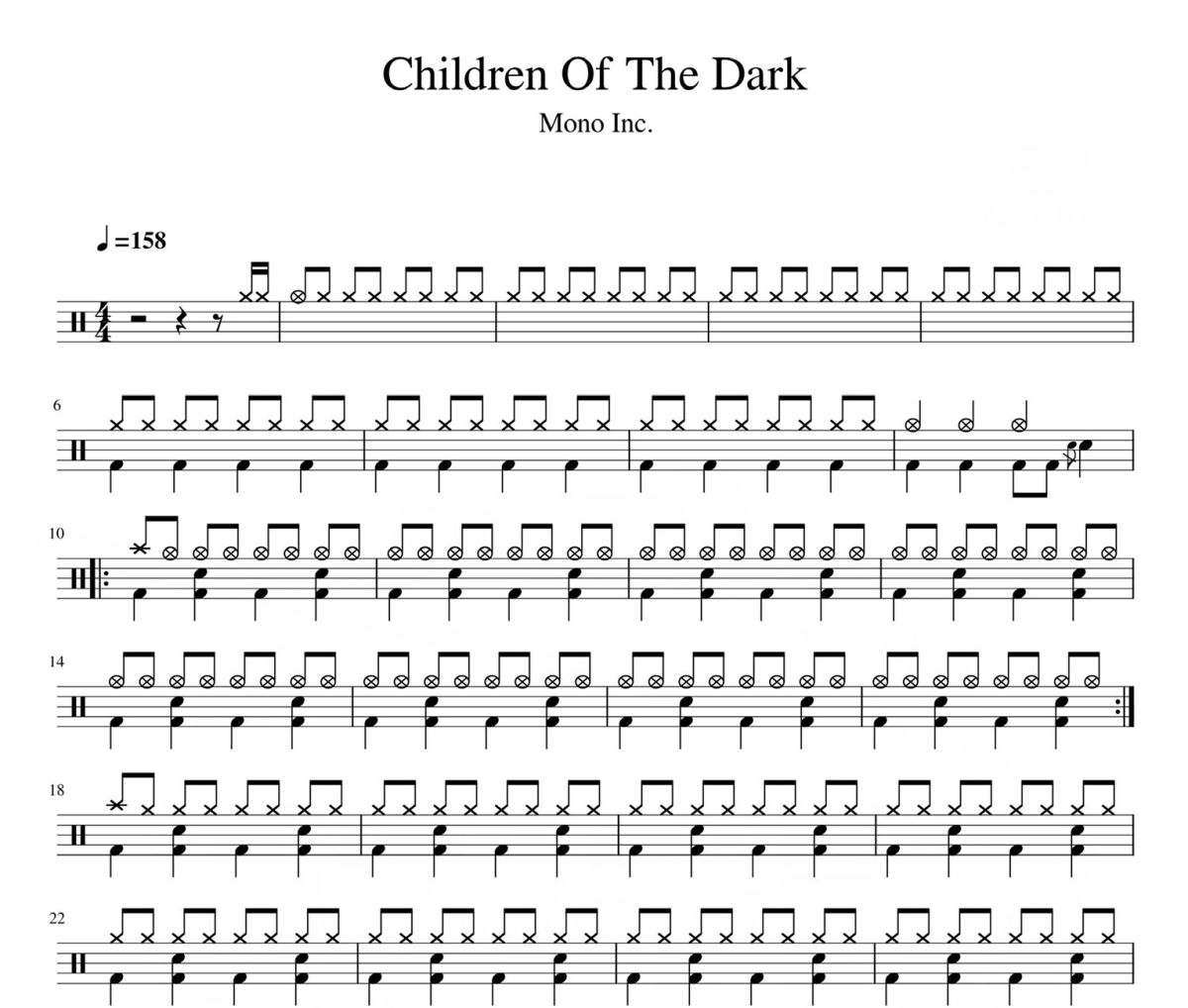 Children Of The Dark鼓谱 Mono Inc.-Children Of The Dark爵士鼓谱