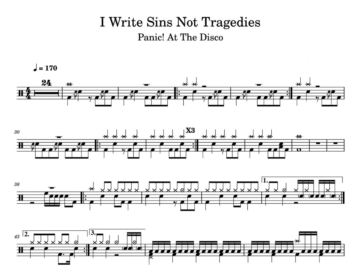 I Write Sins Not Traged鼓谱 Panic! At The Disco《I Write Sins N