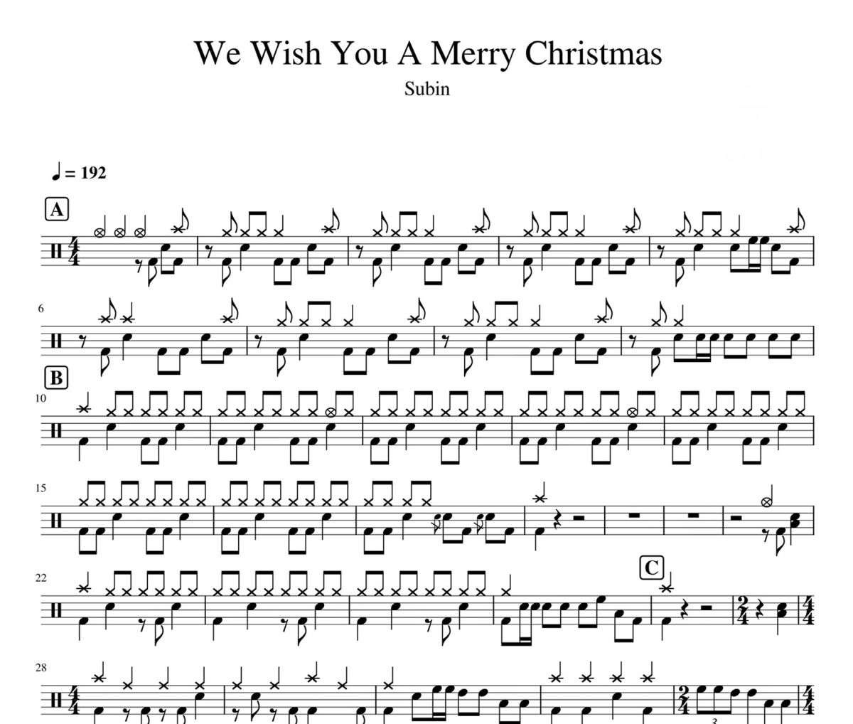 We Wish You A Merry Christmas鼓谱 Subin-We Wish You A Merry Ch