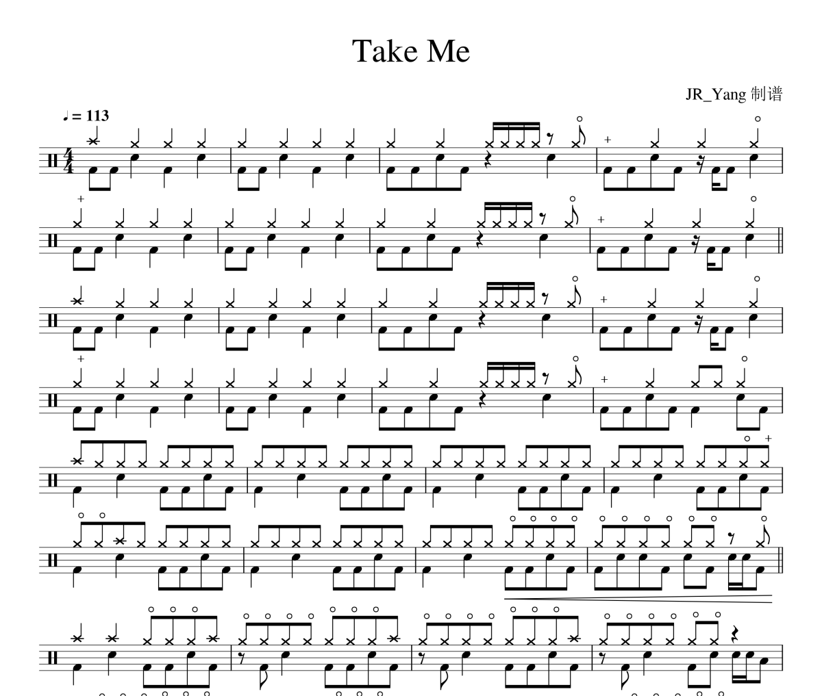 Take Me鼓谱 方大同-Take Me架子鼓|爵士鼓|鼓谱