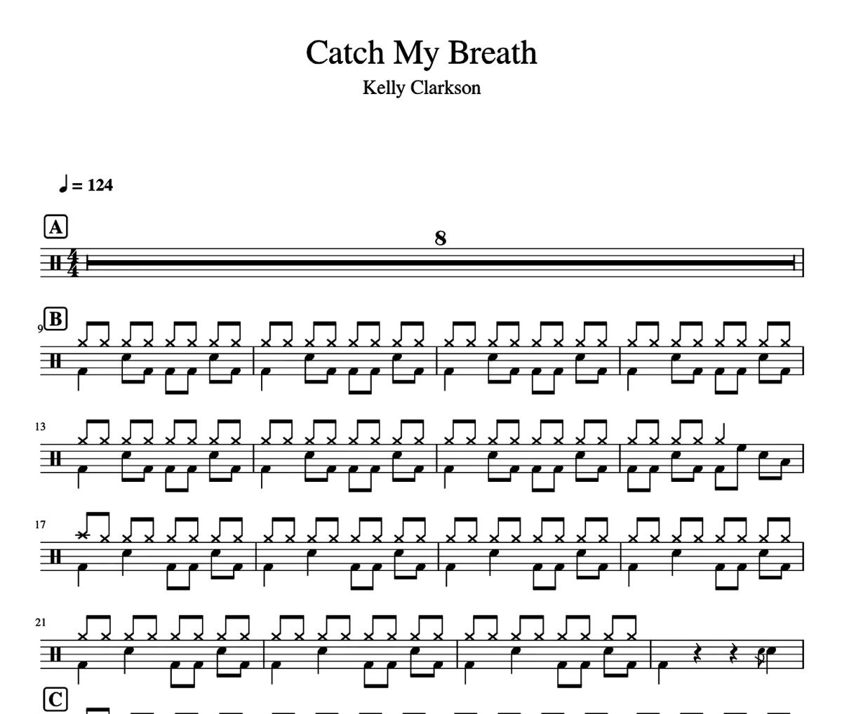 Catch My Breath鼓谱 kelly clarkson-Catch My Breath爵士鼓谱