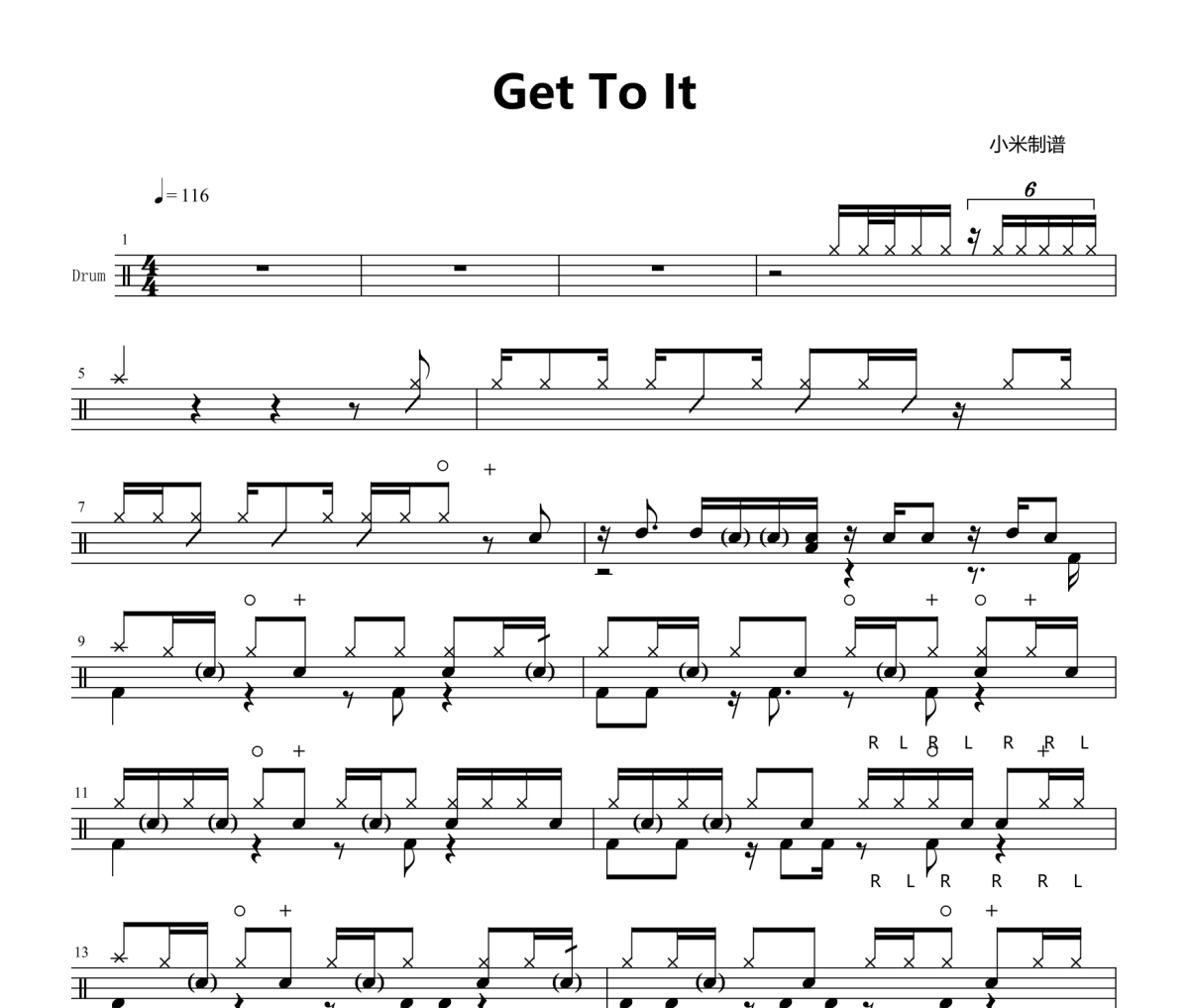 比赛曲目-Get To It 示范架子鼓谱爵士鼓曲谱