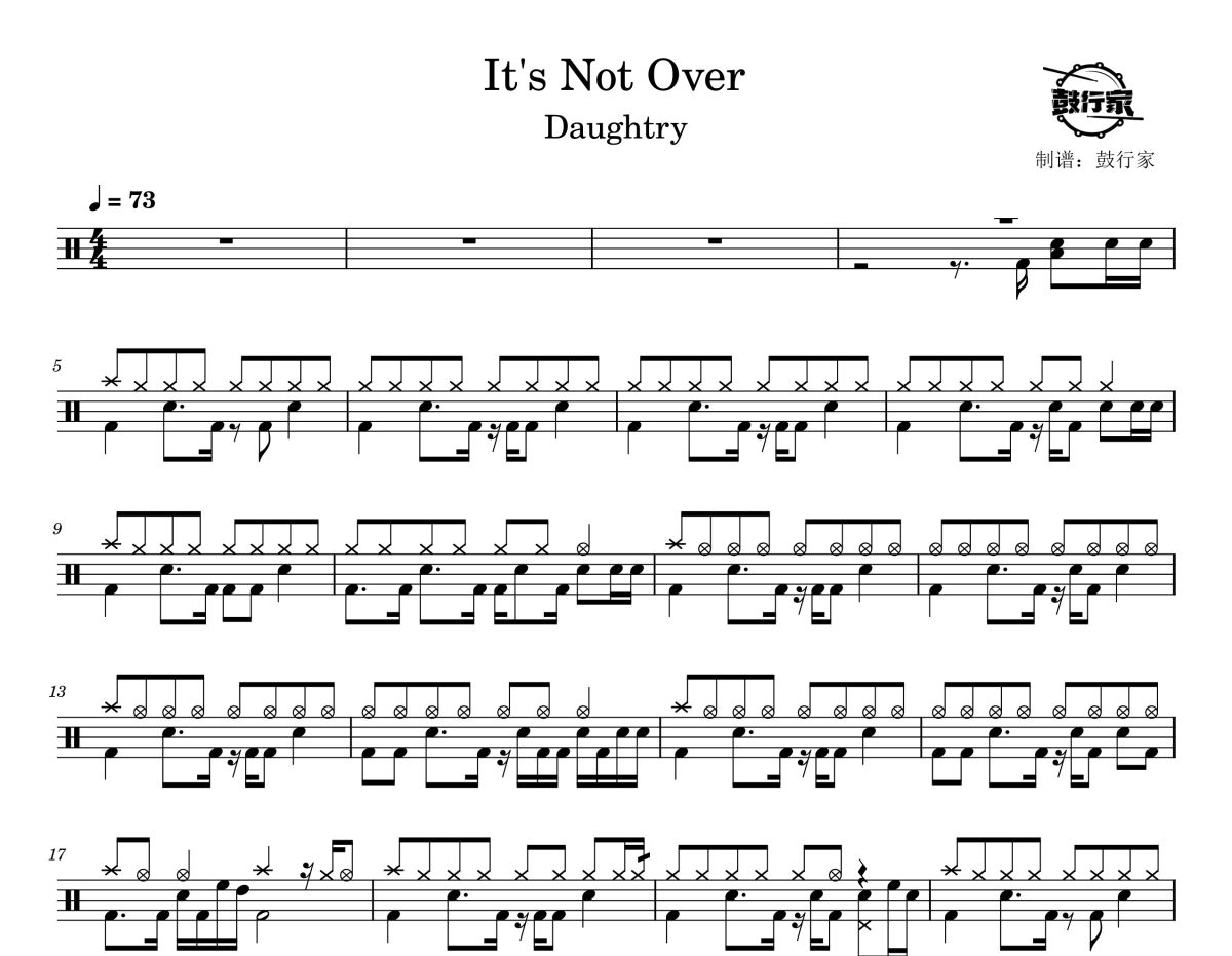 It' s Not Over鼓谱 Daughtry-It' s Not Over爵士鼓谱 鼓行家制谱