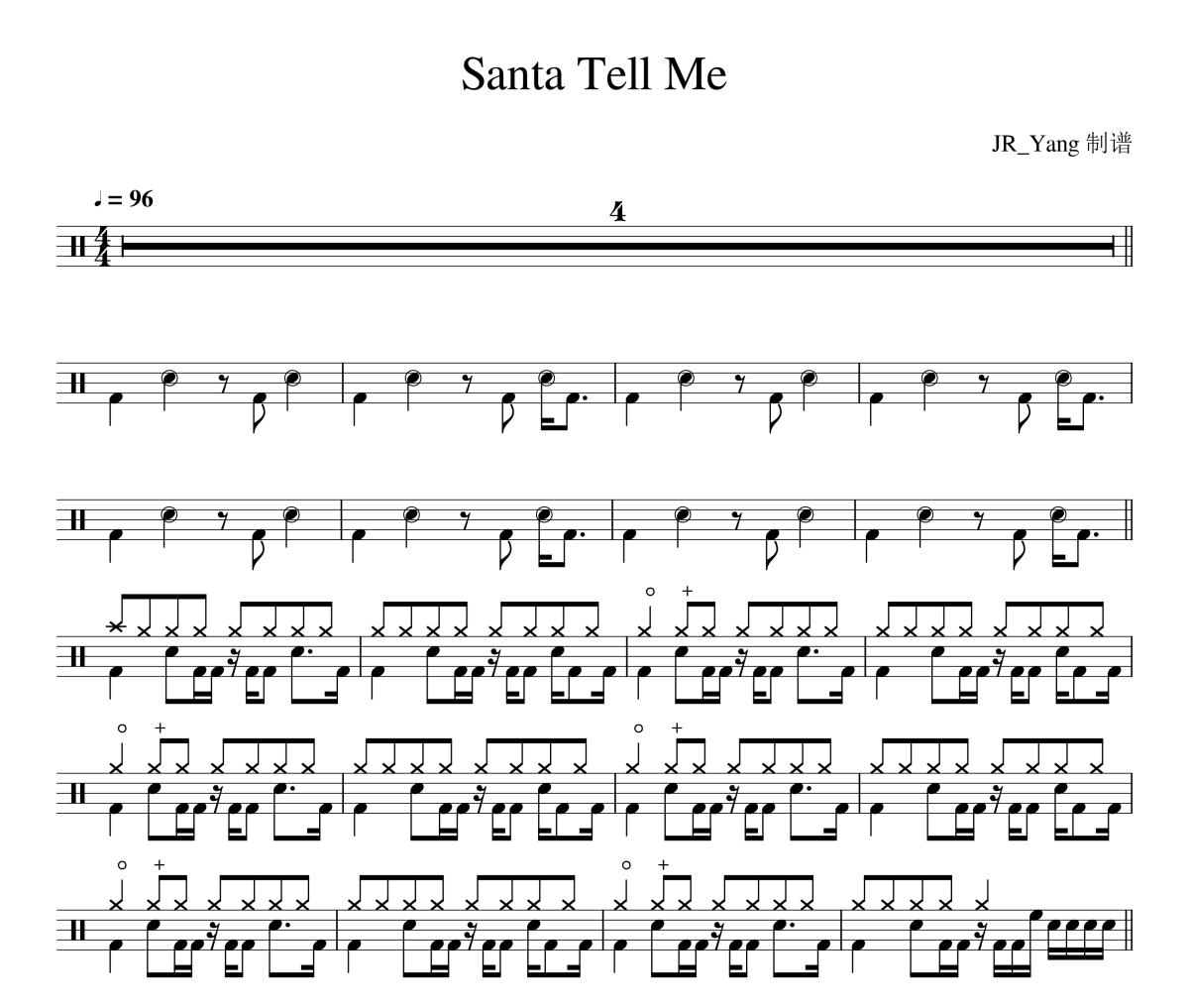 Santa Tell Me鼓谱 Ariana Grande-Santa Tell Me架子鼓|爵士鼓|鼓谱